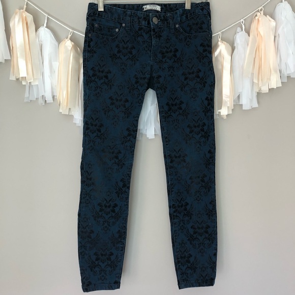 Free People Denim - Free People Blue Damask Print Skinny Jeans